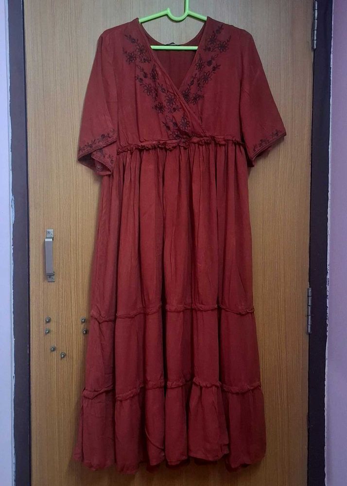 Zudio Maxi Dress | Rust Orange | XL