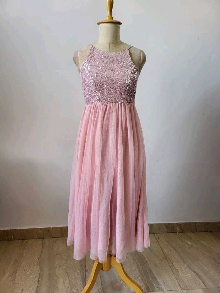 Pink Sequin Top Tulle Dress