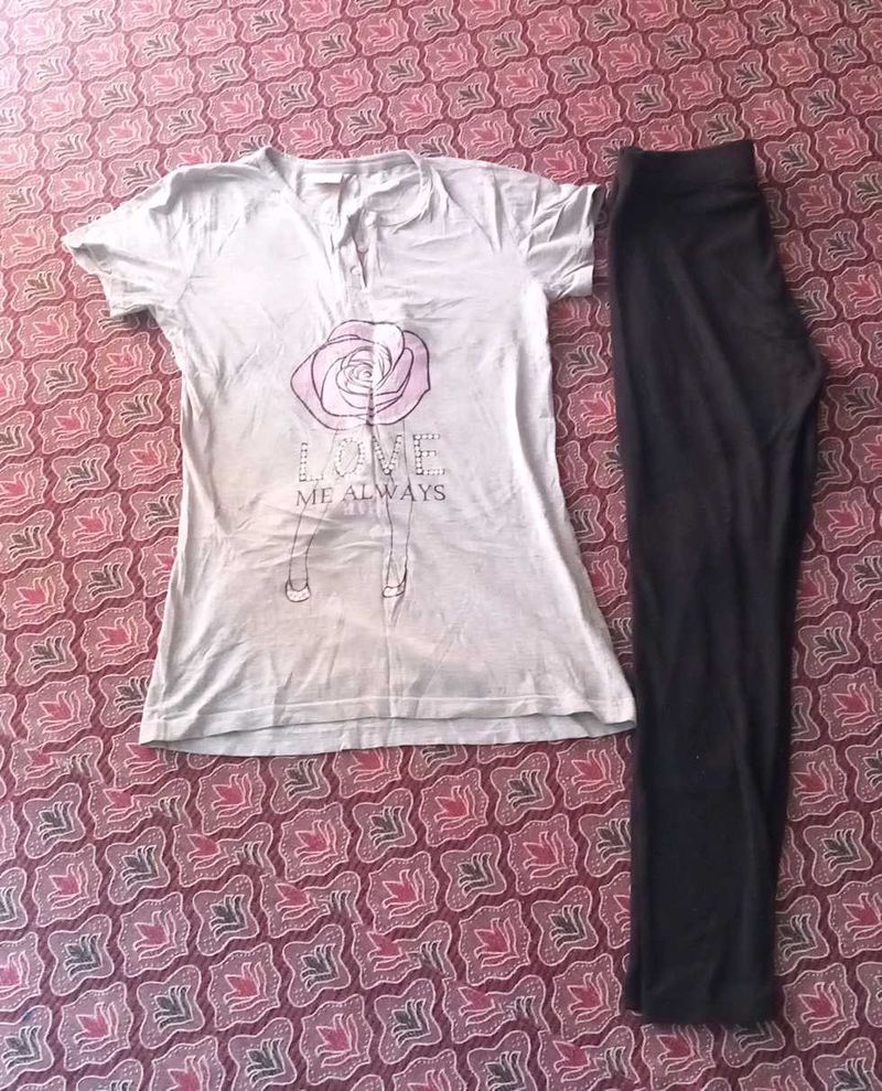 Cute Tee &amp; Leggings Set
