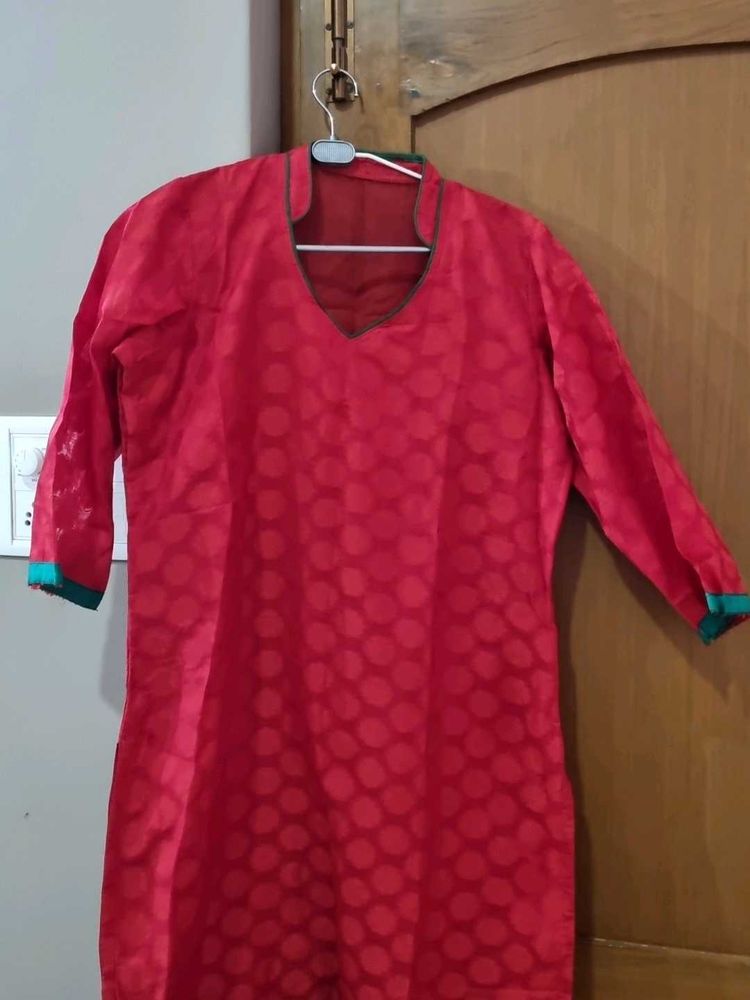 Red Printed Kurta