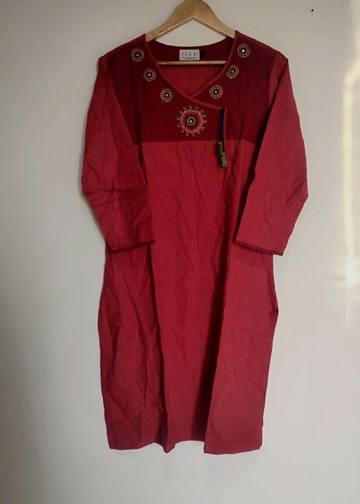 Red Kurta With Knot