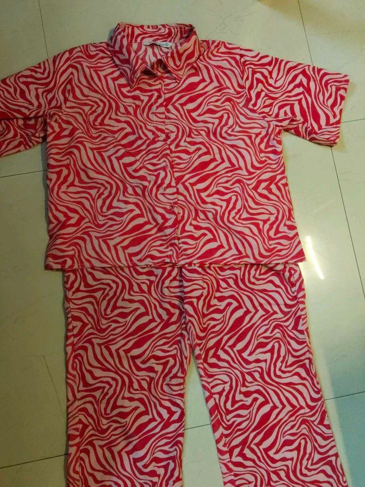 Red Animal Printed Co-ord Set