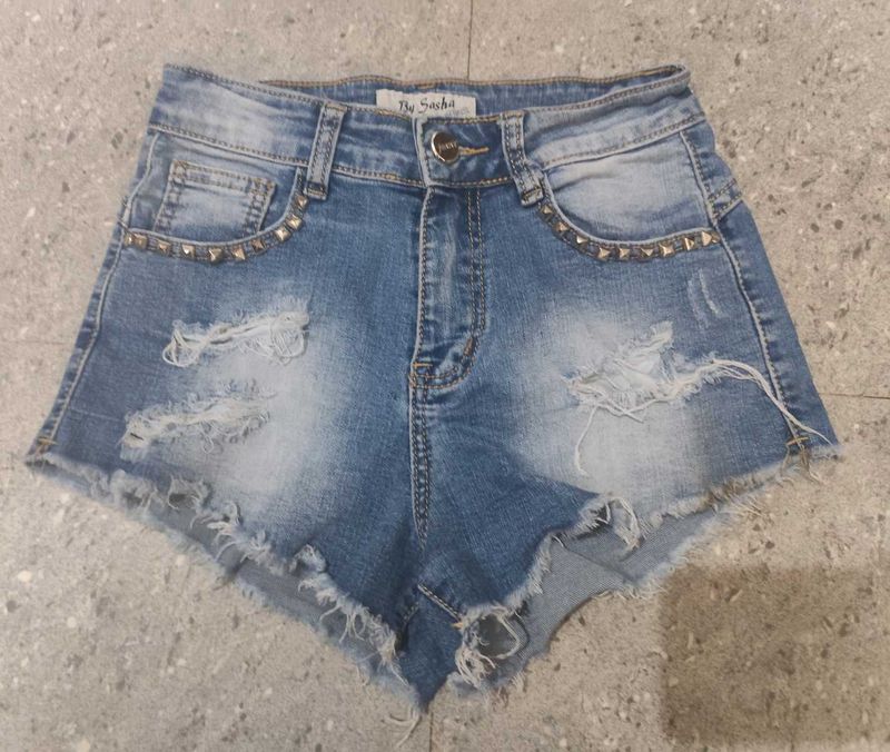 Y2k Studded Denims Shorts