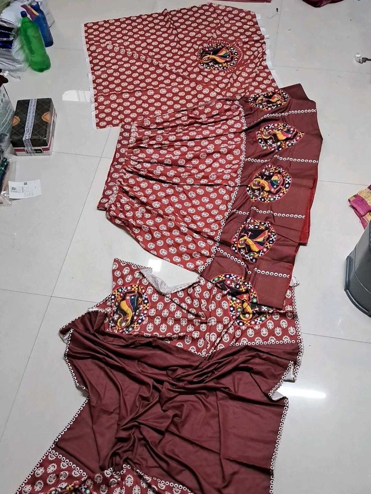 Maroon Printed Saree