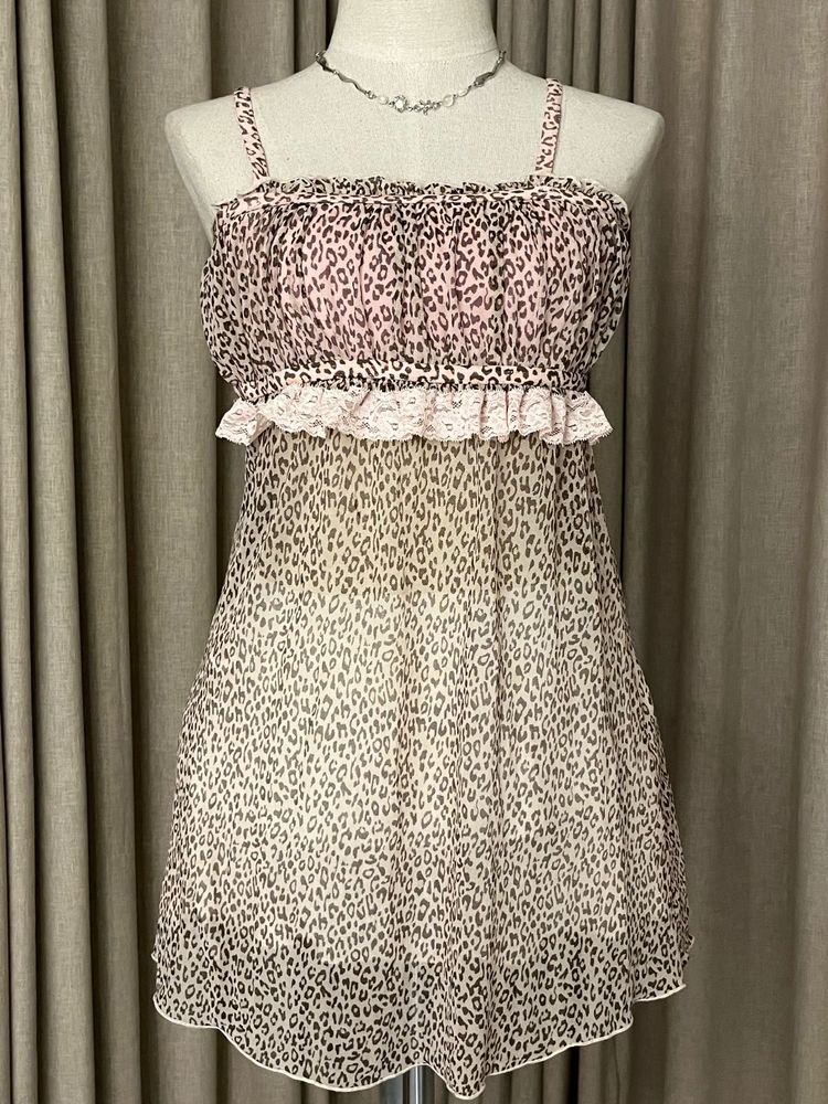 Leopard Print Mini Lingerie Dress