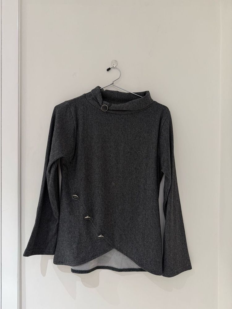 Unique Asymmetrical Gray Top