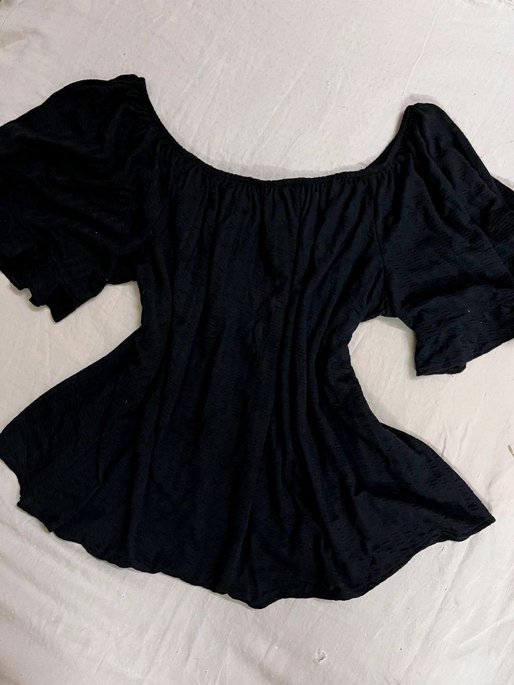 Off Shoulder Black Bardot Top