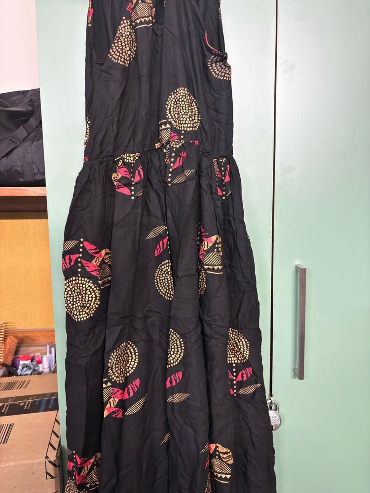 Black Halter neck Maxi Kurti/dress