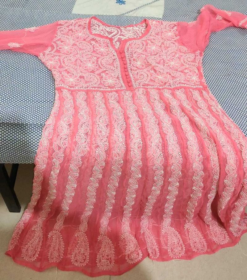Pink Embroidered Kurta