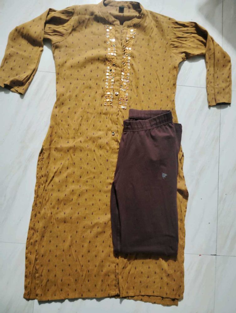 Gold Embellished Kurti Set