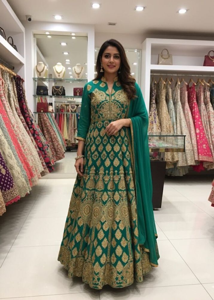 Elegant Green Gown with Dupatta