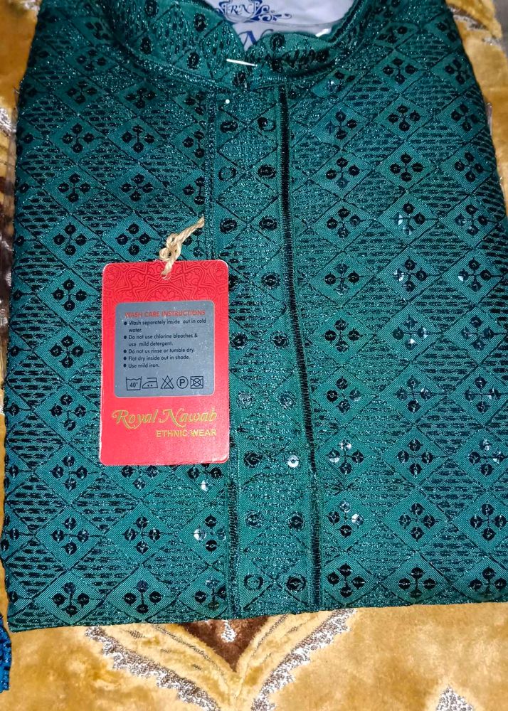 Green Embroidered Kurta Set