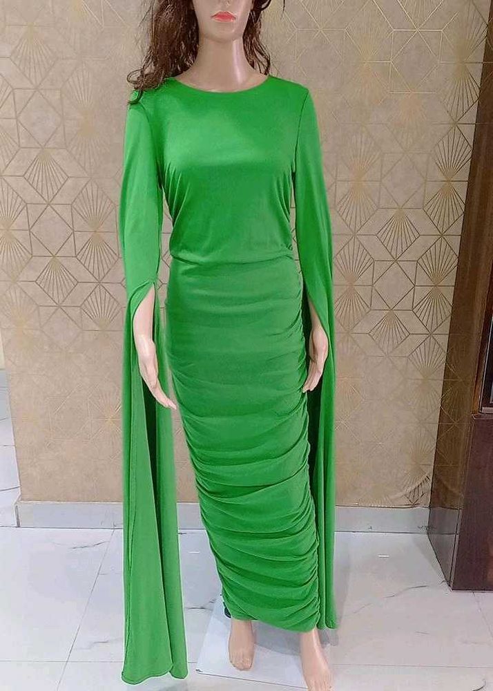 Green Ruched Party Dress