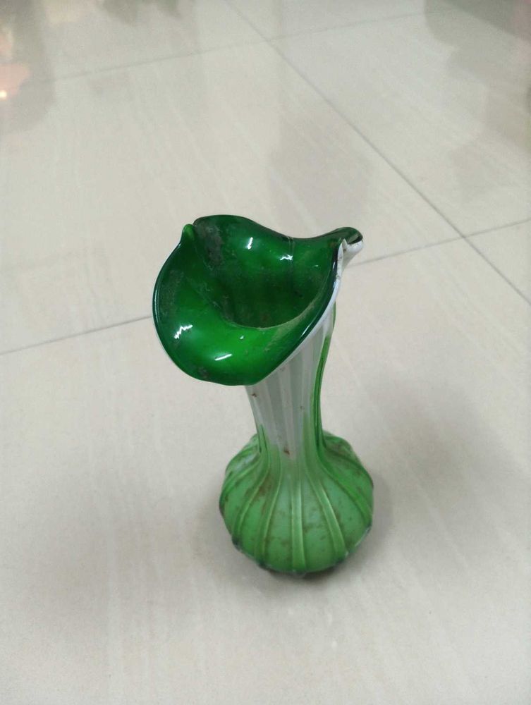 Green Glass Lily Vase