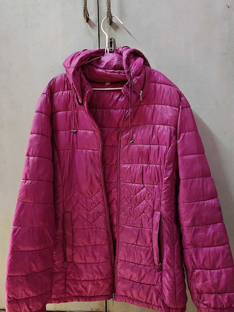 Pink Puffer Jacket with Hood
