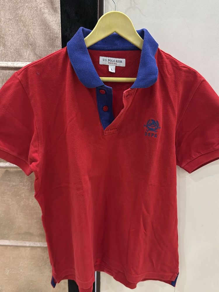 US Polo Red Casual Wear Tshirt