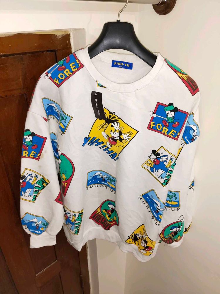 White Colour Animated Sweatshirt
