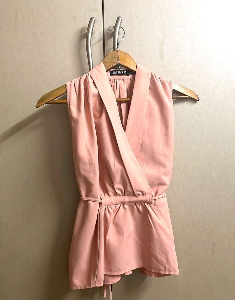 Sassafras Women Peach Coloured Cinched Waist Top
