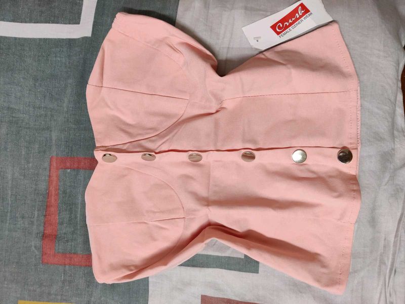 Crush Pink Button-Down Crop Top