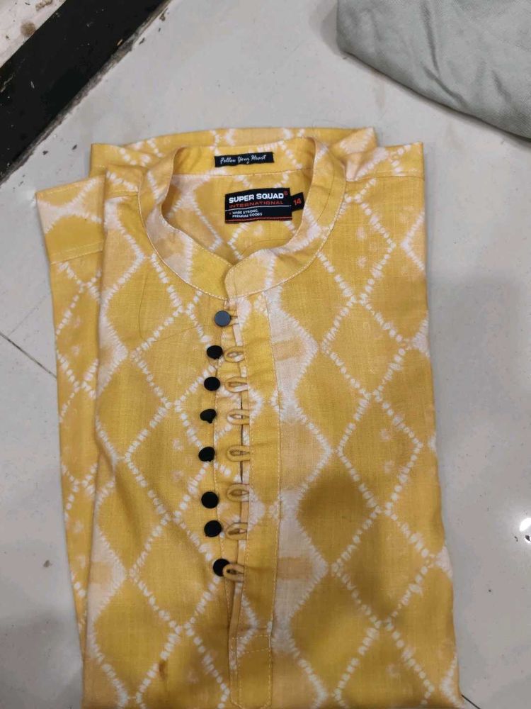 Yellow Patterned Kurta
