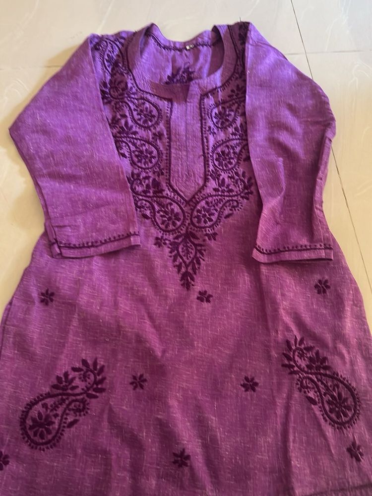 Purple Embroidered Kurta