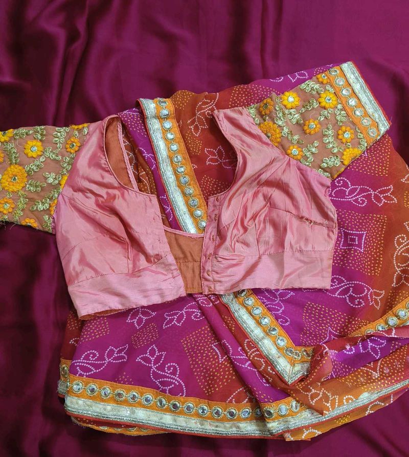 Bandhani Saree with Embellished Blouse