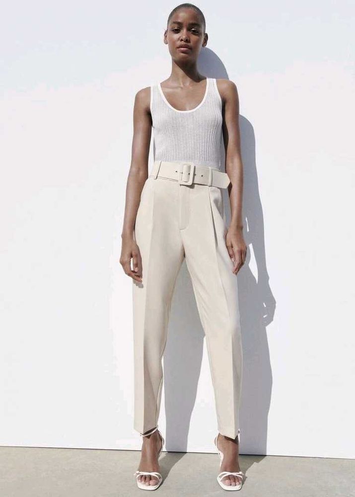 Zara Belted High-Waisted Trousers