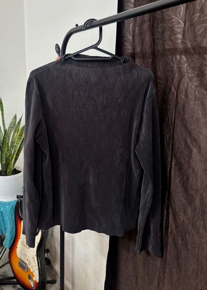 Elegant charcoal Long Sleeve Top