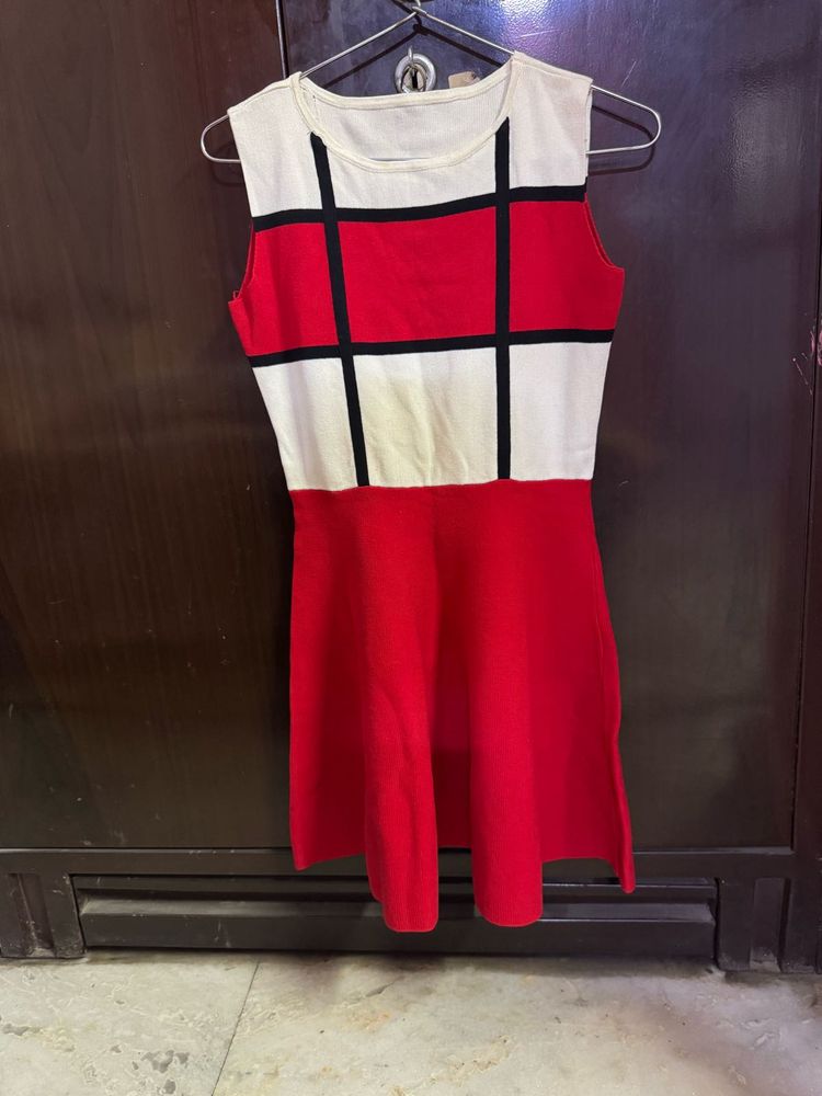 Red &amp; White Mondrian Style Dress