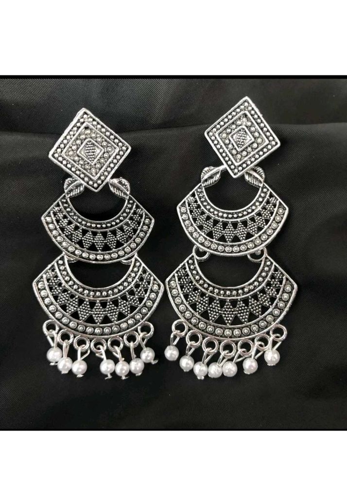 Boho Silver Drop Earrings Pair Of 4