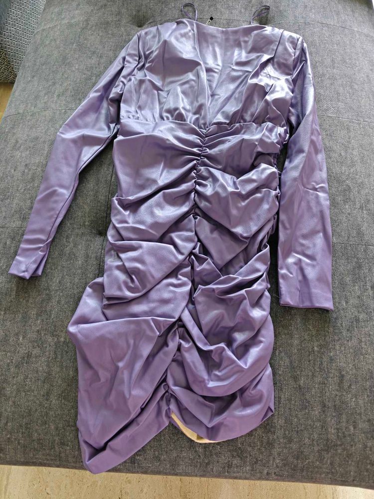 Purple Ruched Bodycon Dress