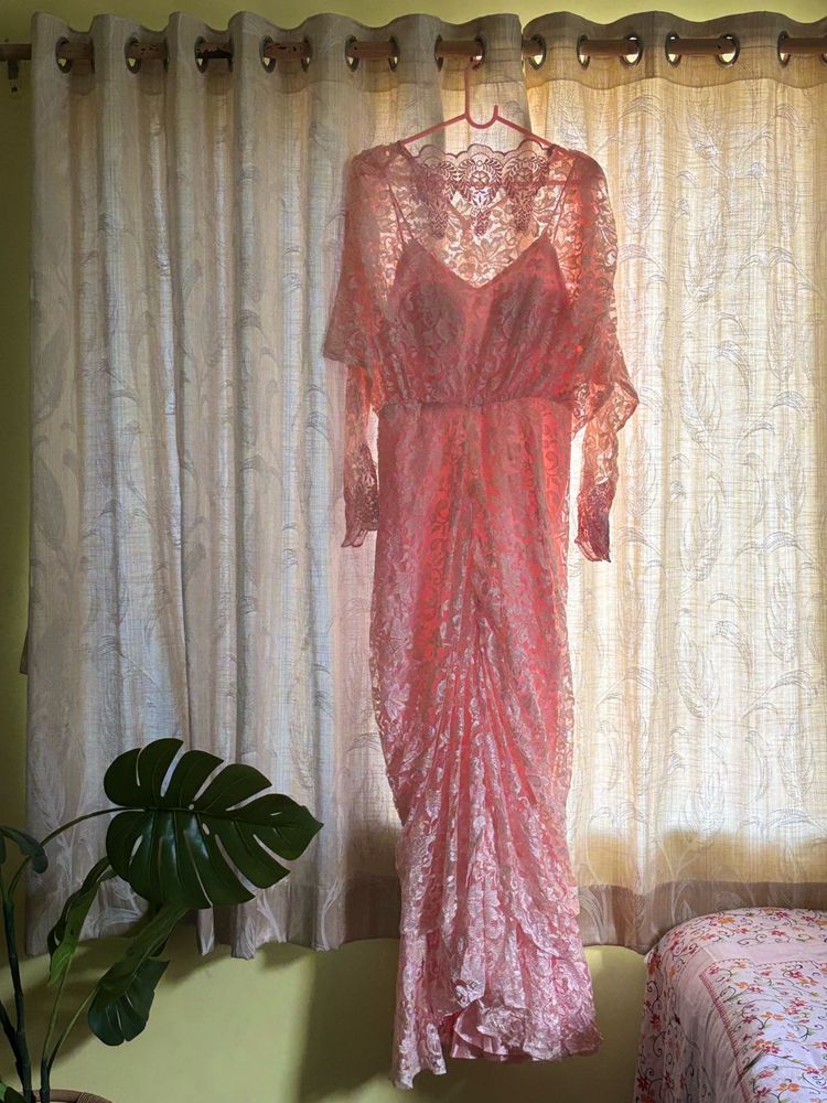 Pink Lace Maxi Gown