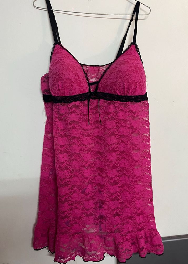 Pink Lace Cami Slip