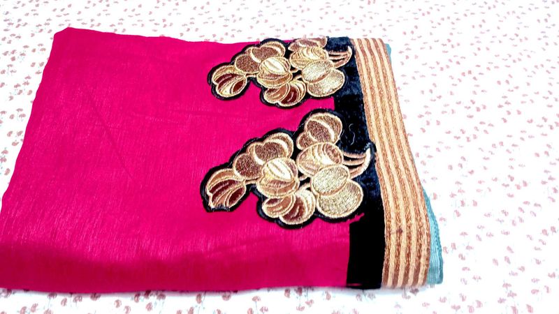Elegant Pink Embroidered Saree
