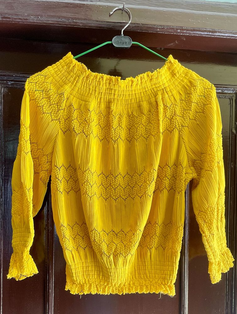 Mustard Yellow Off Shoulder Top