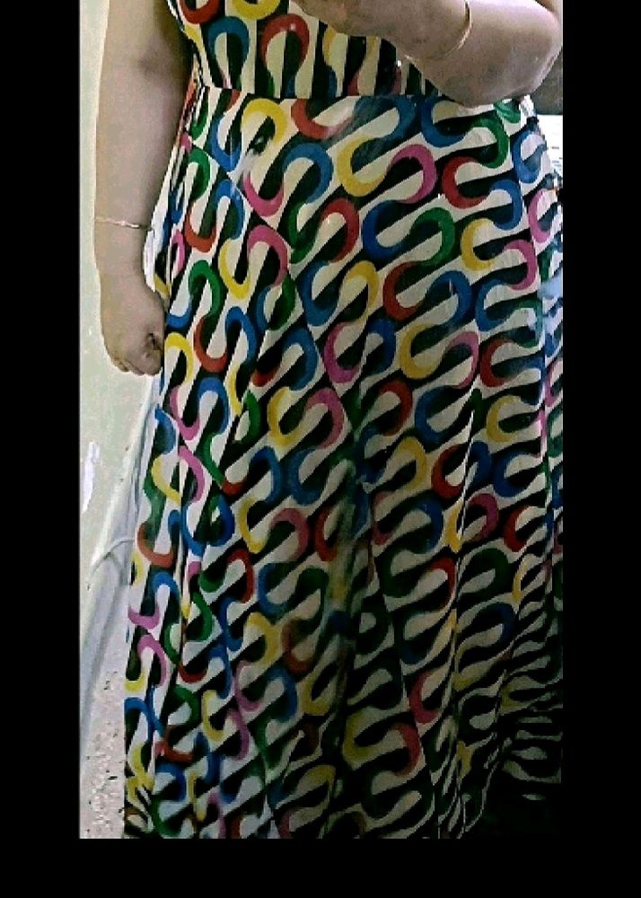 Beautiful Multicolour One Piece Gown In Xl Size