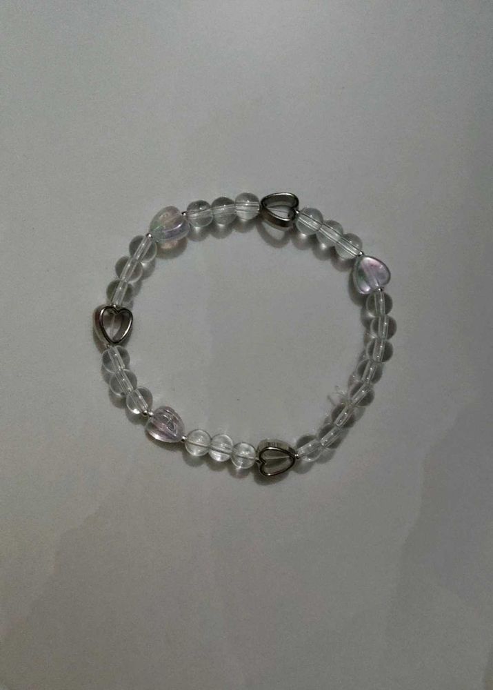 Heart &amp; Jelly Beaded Aesthetic Bracelet 🪩✨🩶