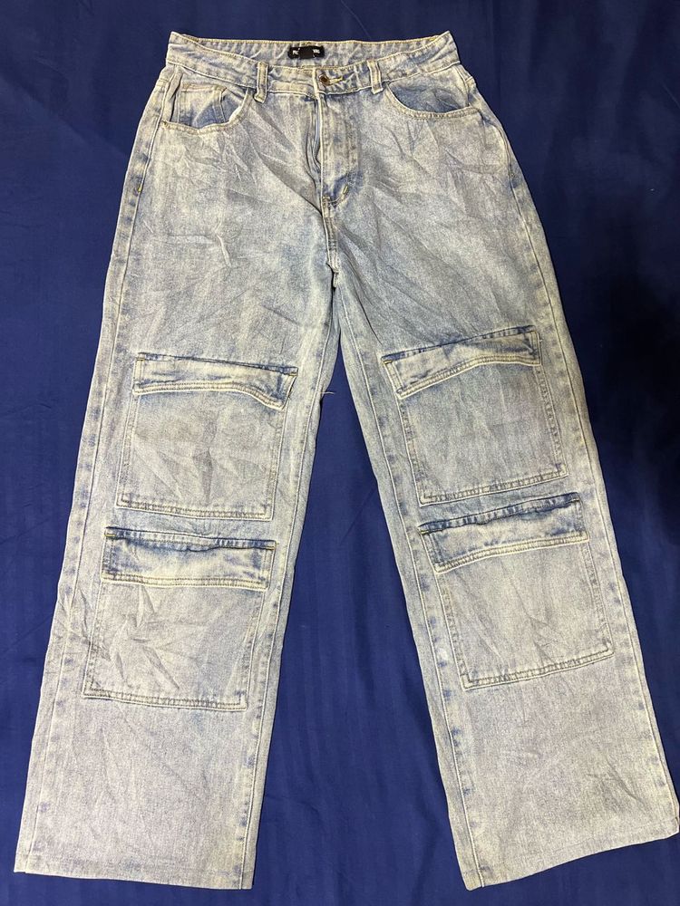 Light Wash Cargo Jeans