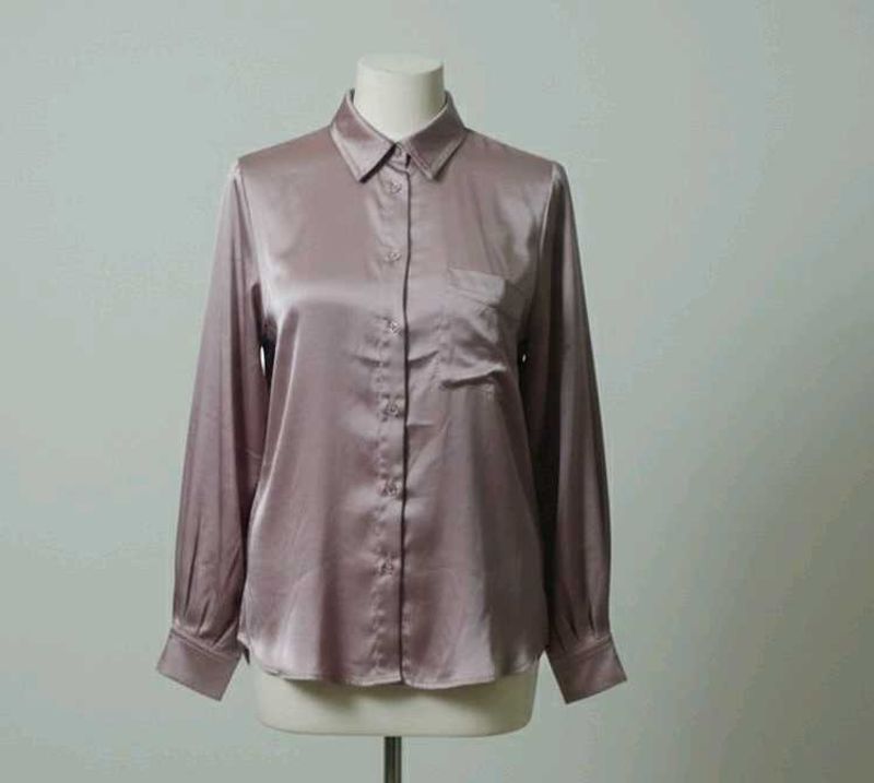 Elegant Mauve Satin Shirt