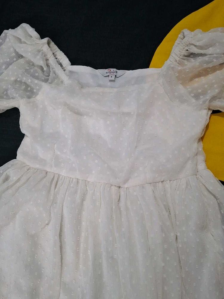 White Sheer Sleeve Dress