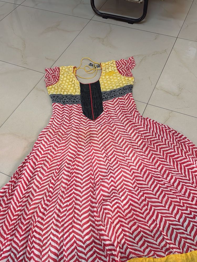 Red &amp; White Printed Kurta