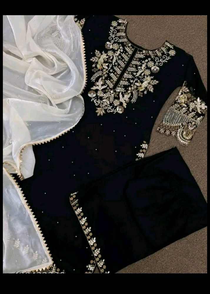 Bridal Heavy Kurta Pant Dupatta Set M Size