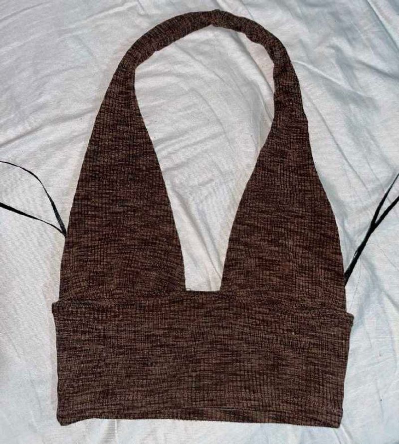 Brown Halter Crop Top