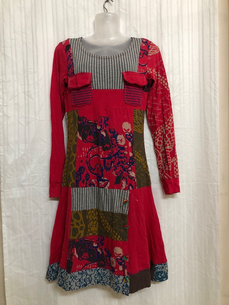 Alvacana Red Midi Long Sleeve Dress