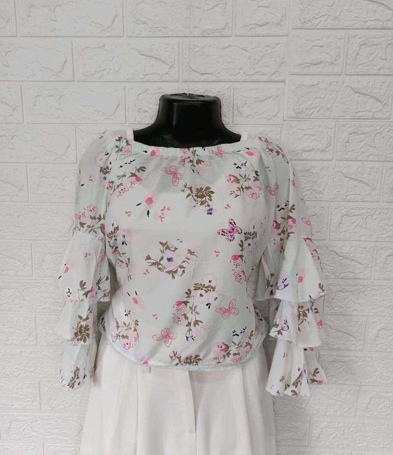 Imported Floral Offshoulder Top