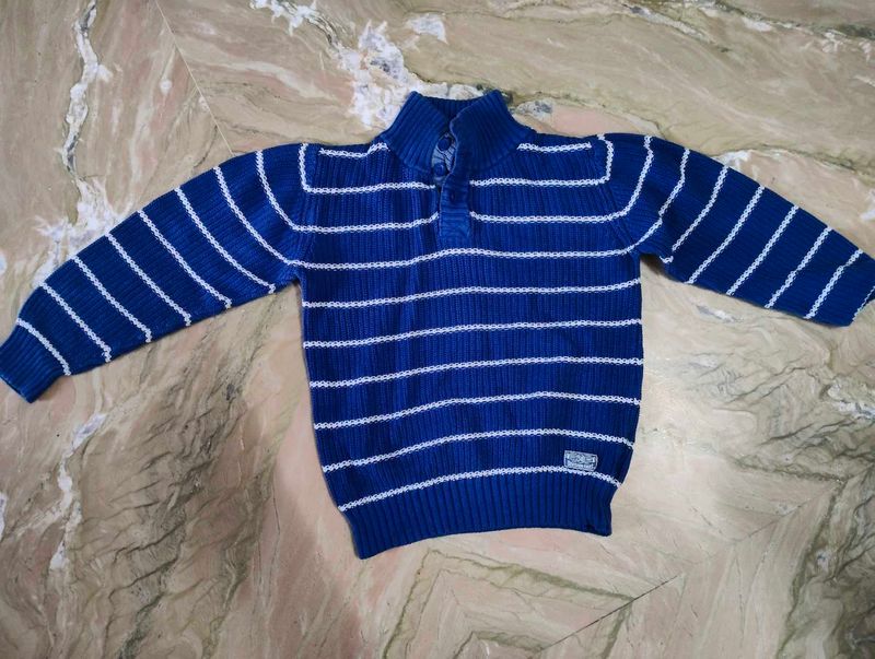 Blue Striped Knit Sweater