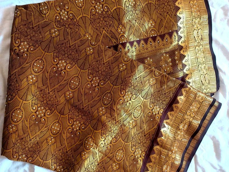 Saree Brown &amp; Gold