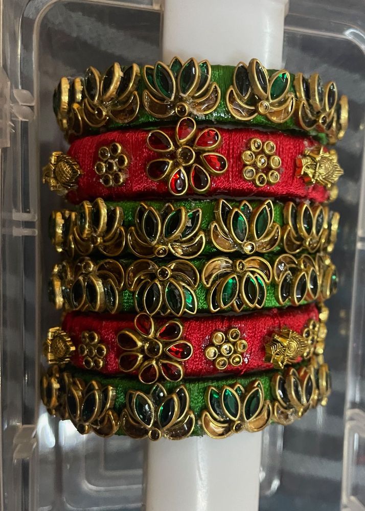 Silk Thread Bangles - Set of 6