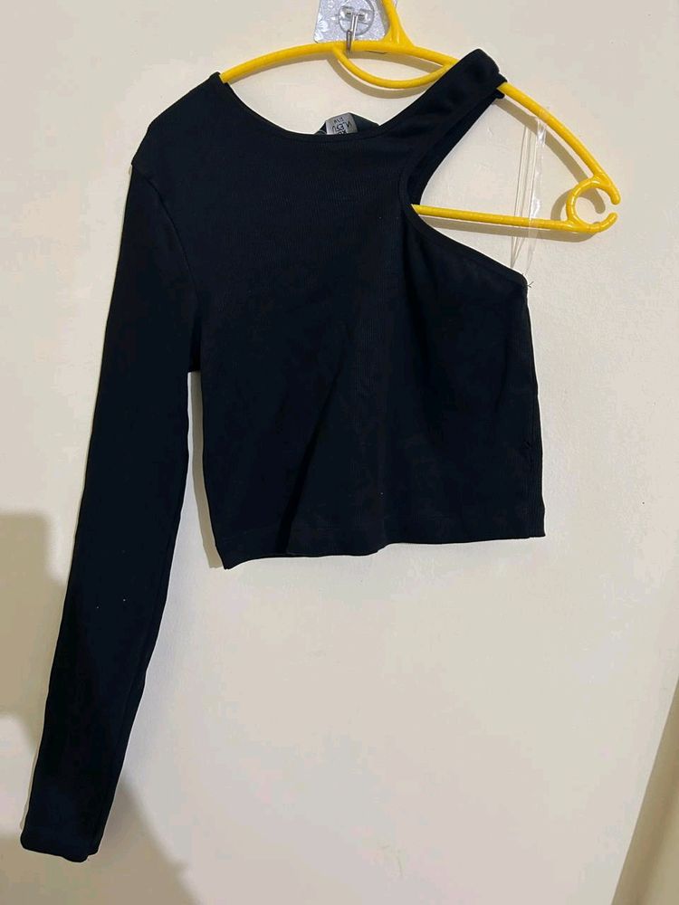 Black One Side Cut Top