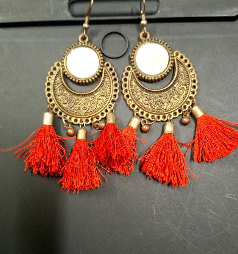 Red Tassel Earrings